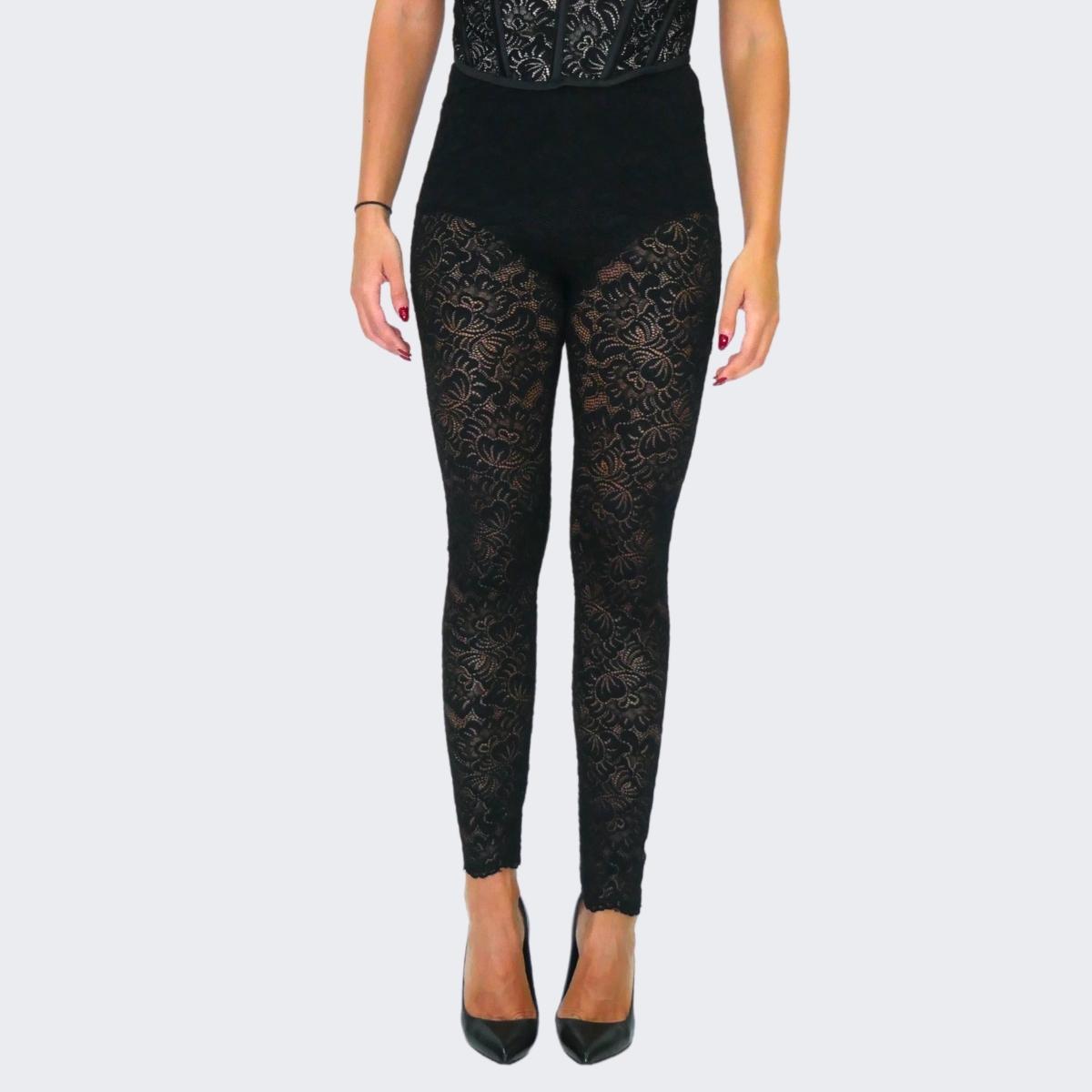 District Margherita Mazzei Leggings LS32 - SanShopLuxury - 2023, 40, 42, 44, 46, Abbigliamento, Autunno/Inverno, District Margherita Mazzei, Donna, FW23, Leggings, Nero, Outlet, Pizzo