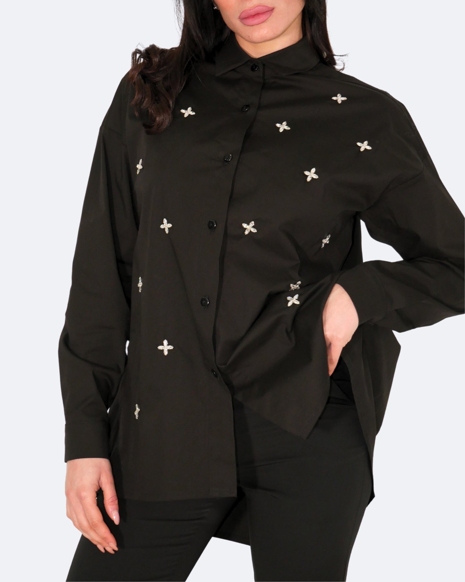 So Lavish Camicia C4048-N - SanShopLuxury - 2024, 40, 42, 44, 46, Abbigliamento, Autunno/Inverno, Camicia, Continuativo, Donna, FW24, Idoneo, Nero, Outlet, Primavera/Estate, So Lavish