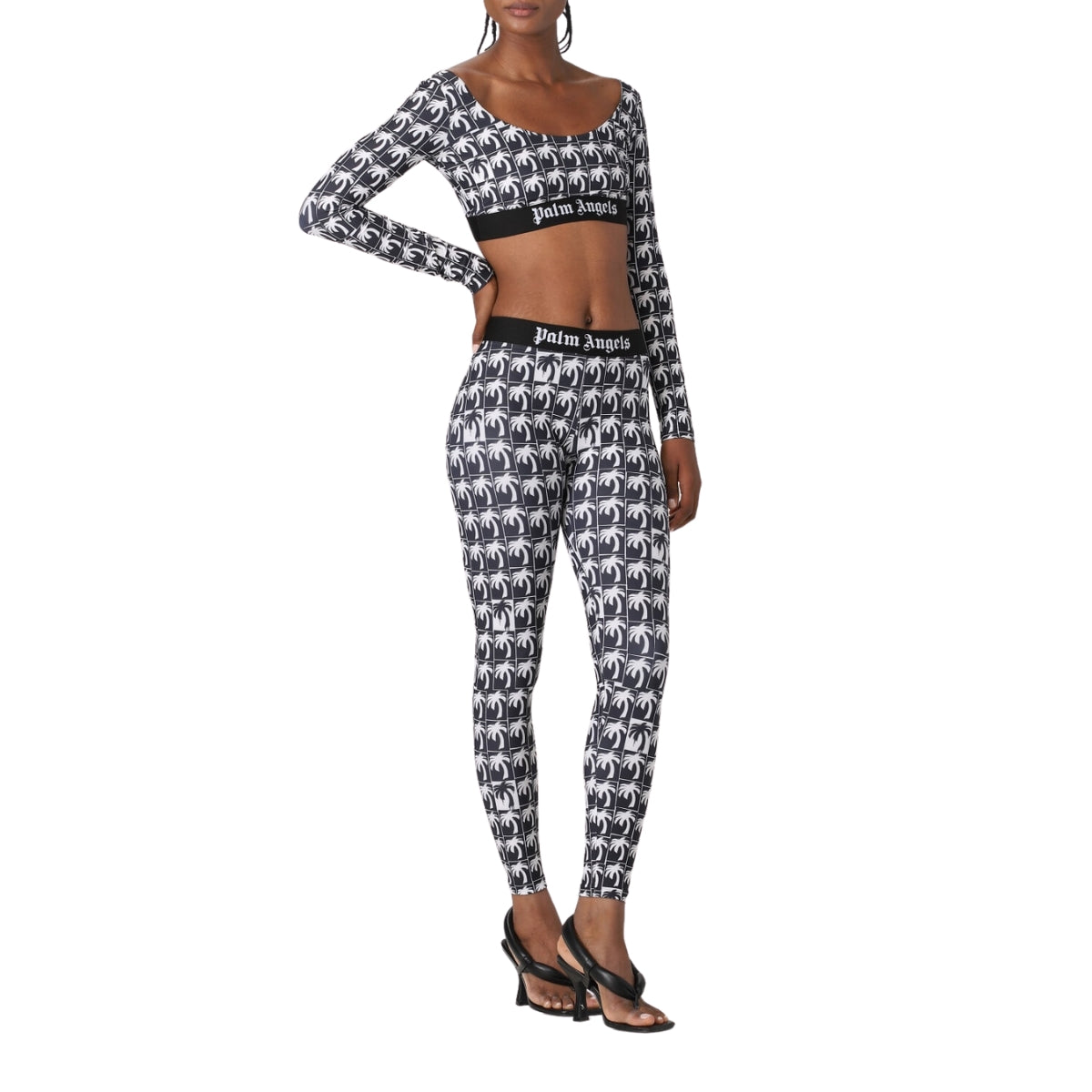Palm Angels Top PWVO033F23FAB001 - SanShopLuxury - 2023, Abbigliamento, Activewear, Autunno/Inverno, Donna, FW23, M, Nero, Nero-Bianco, Outlet, Palm Angels, S, Top, XS