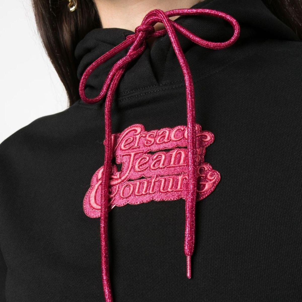 Versace Jeans Couture Felpa 75HAII04 CF00I - SanShopLuxury - 2023, Abbigliamento, Autunno/Inverno, Con Cappuccio, Donna, Felpa, FW23, L, M, Nero-Fucsia, Outlet, S, Versace Jeans Couture