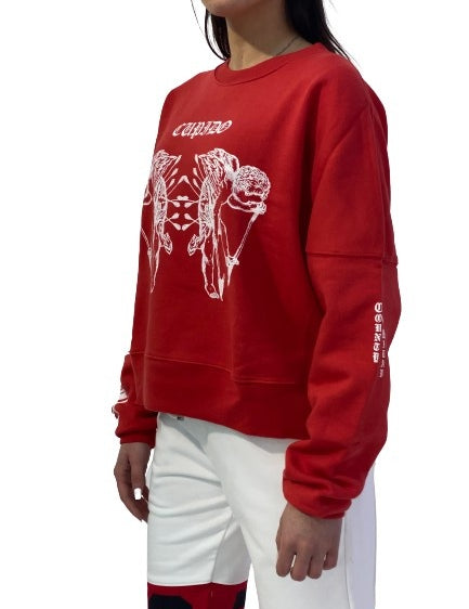 Inverno, Donna, Felpa, FW17, Girocollo, M, Marcelo Burlon, Outlet, Rosso, S, XS