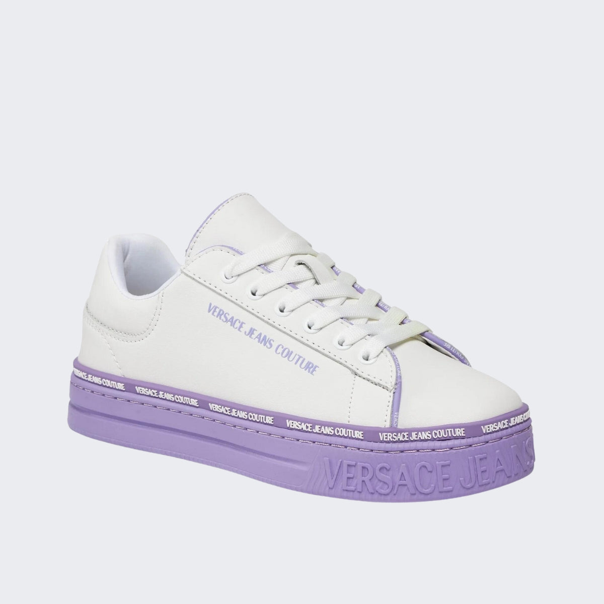 Versace Jeans Couture Sneakers 75VA3SK5 ZP315 - SanShopLuxury - 2023, 36, 37, 38, 39, 40, 41, Autunno/Inverno, Bianco-Lilla, Calzature, Donna, FW23, Idoneo, Nero, Outlet, Sneakers, Versace Jeans Couture