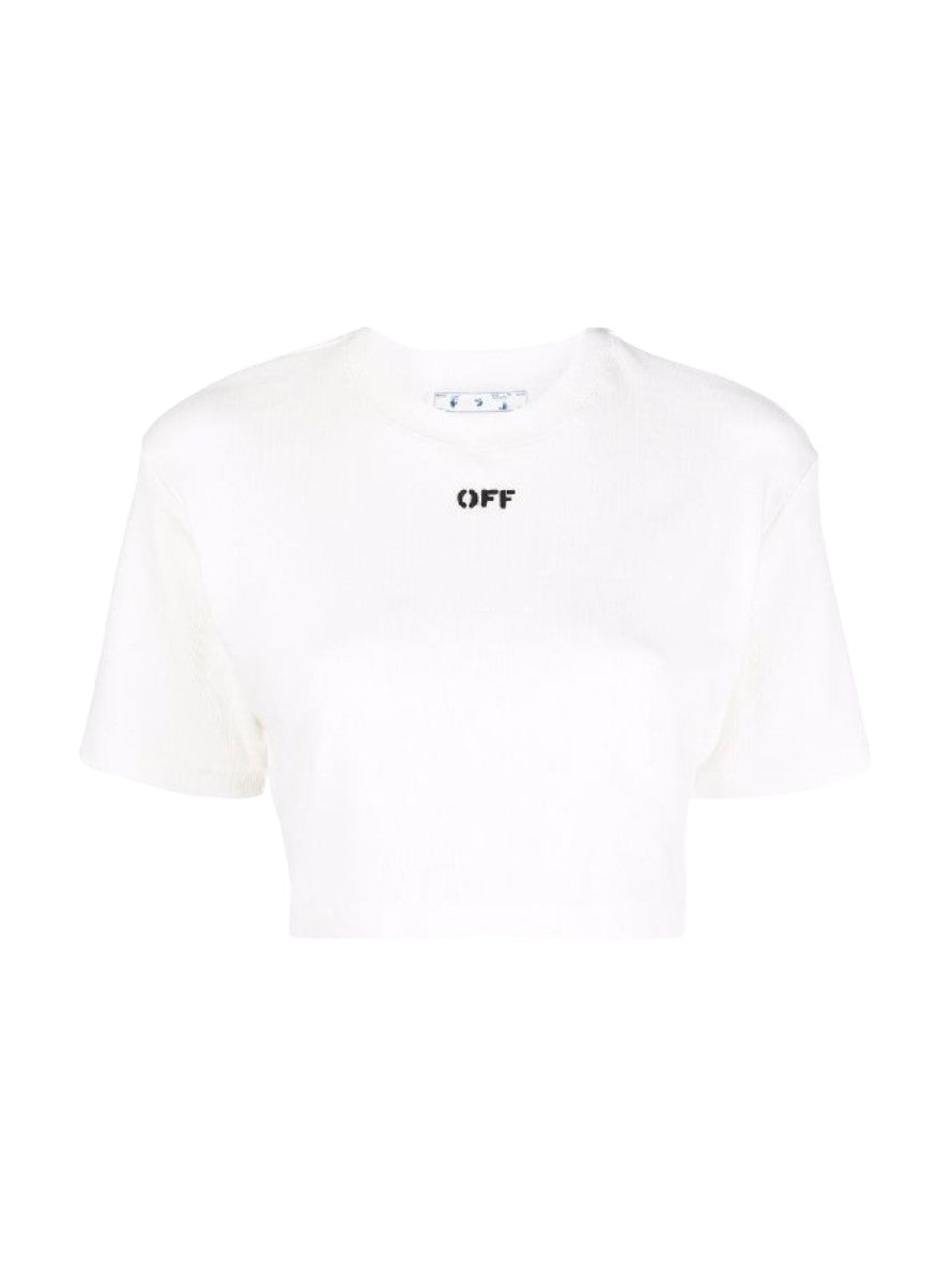 Off-White T-Shirt OWAA081C99JER001 - SanShopLuxury - Abbigliamento, Autunno/Inverno, Bianco, Carry Over, Continuativo, Crop, Donna, Idoneo, L, M, Nero, New, Off-White, Primavera/Estate, S, T-Shirt, XL, XS