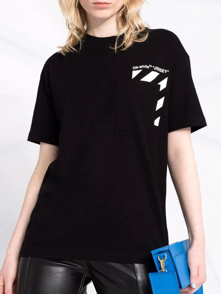 T-Shirt Off-White OWAA102C99JER001 - SanShopLuxury - Abbigliamento, Autunno/Inverno, Bianco, Carry Over, Continuativo, Donna, Idoneo, L, Nero, New, Off-White, Primavera/Estate, T-Shirt