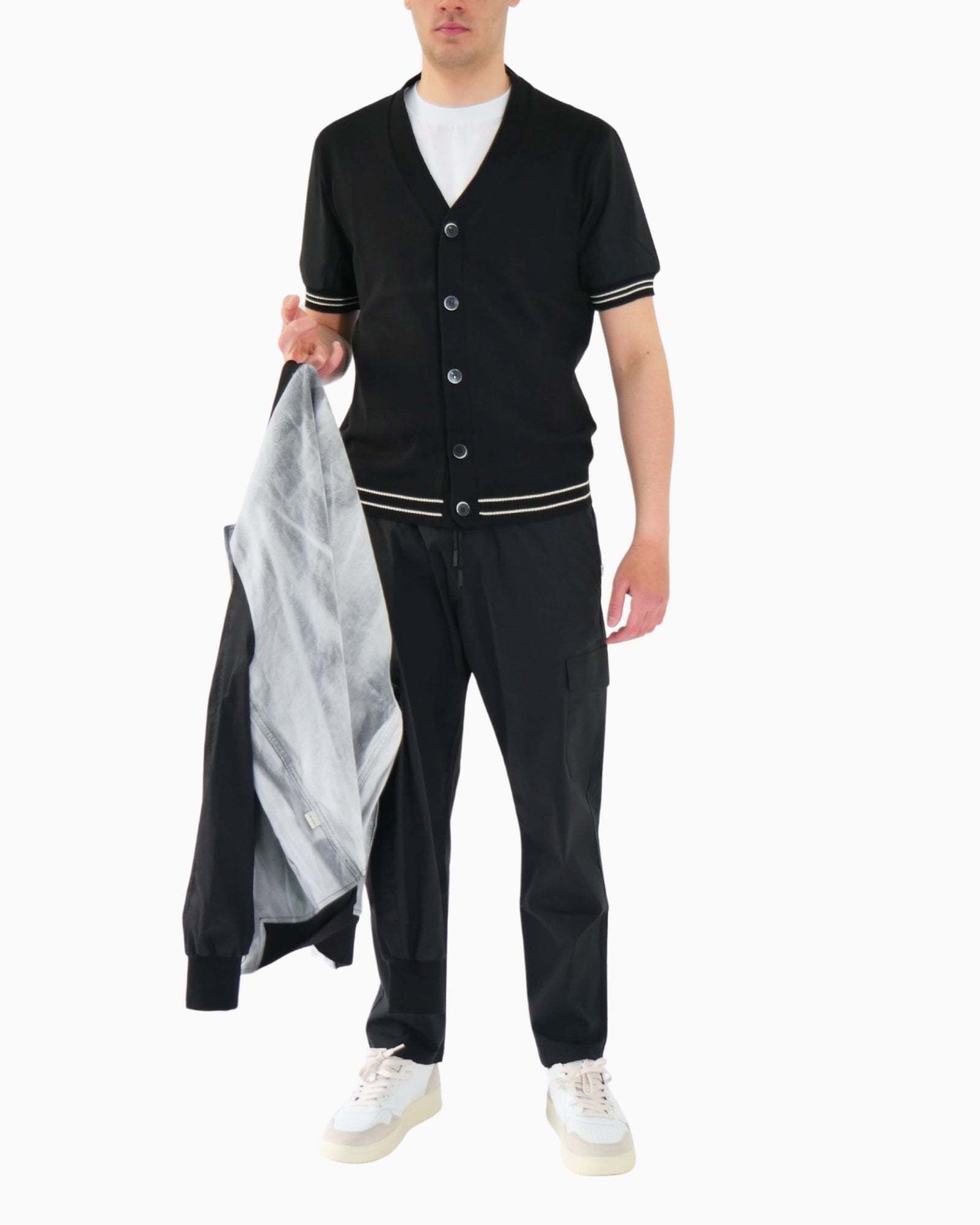 Chiodi Milano Cardigan SS25-013-N - SanShopLuxury - 2025, Abbigliamento, Cardigan, Chiodi Milano, Idoneo, L, M, Nero, New, Primavera/Estate, S, SS25, Uomo, XL, XXL