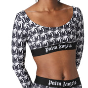 Palm Angels Top PWVO033F23FAB001 - SanShopLuxury - 2023, Abbigliamento, Activewear, Autunno/Inverno, Donna, FW23, M, Nero, Nero-Bianco, Outlet, Palm Angels, S, Top, XS
