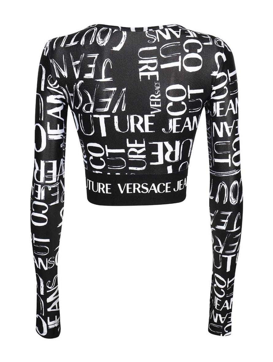 Versace Jeans Couture T-Shirt 74HAH222 JS177 - SanShopLuxury - 2023, Abbigliamento, Activewear, Donna, L, M, Manica lunga, Nero, Outlet, Primavera/Estate, SS23, T-Shirt, Versace Jeans Couture