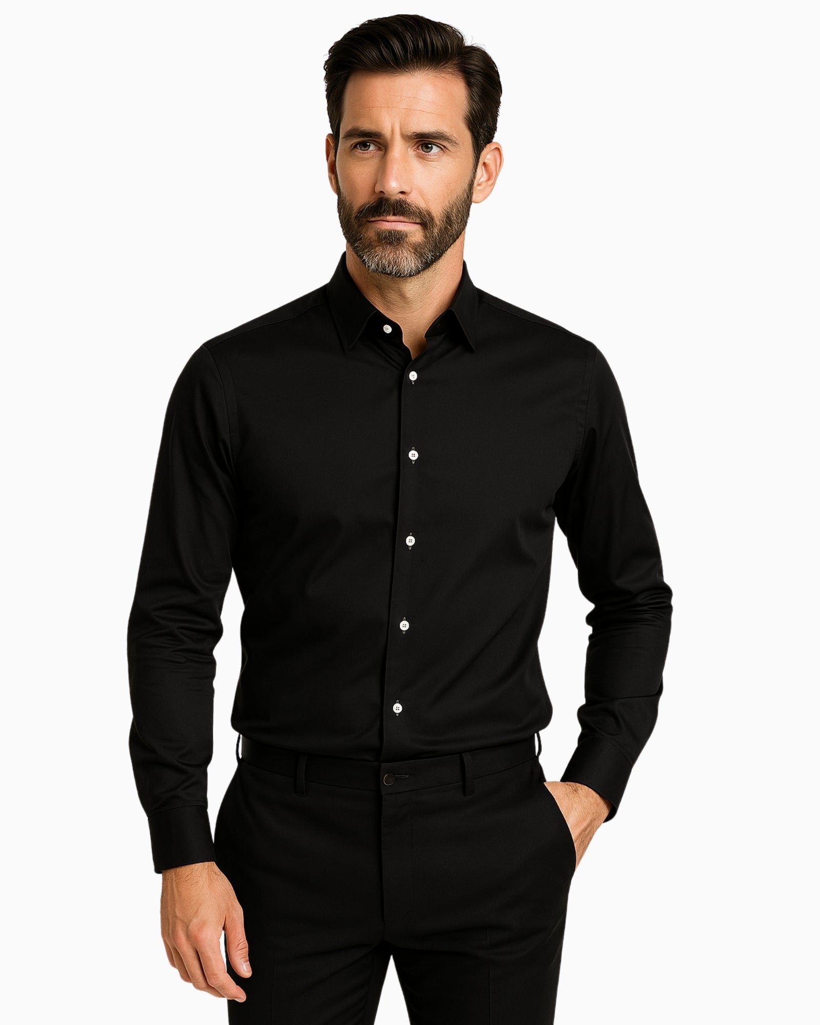 Sartoria Italiana Camicia 001369-08 - SanShopLuxury - 2019, 37, 38, 39, 40, 41, 42, 43, 44, 45, Abbigliamento, Autunno/Inverno, Camicia, Carry Over, Continuativo, Idoneo, Nero, New, Primavera/Estate, Sartoria Italiana, Uomo