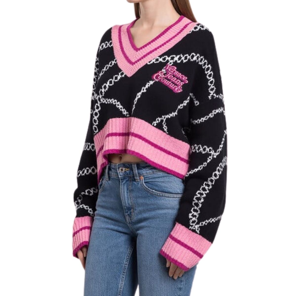 Versace Jeans Couture Maglieria 75HAFM15 CM28N - SanShopLuxury - 2023, A V, Abbigliamento, Autunno/Inverno, Donna, FW23, M, Maglieria, Nero, Outlet, S, Versace Jeans Couture