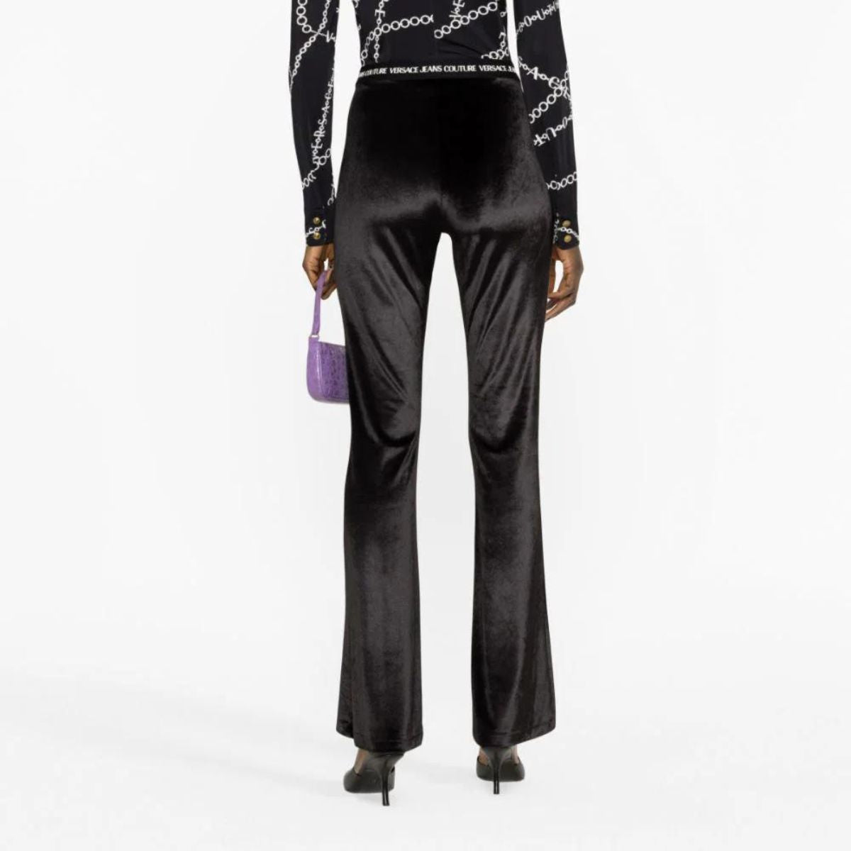 Versace Jeans Couture Pantalone 75HAC1A7 N0225 - SanShopLuxury - 2023, 38, 40, 42, A Zampa, Abbigliamento, Autunno/Inverno, Donna, FW23, Nero, Outlet, Pantalone, Versace Jeans Couture, Viola