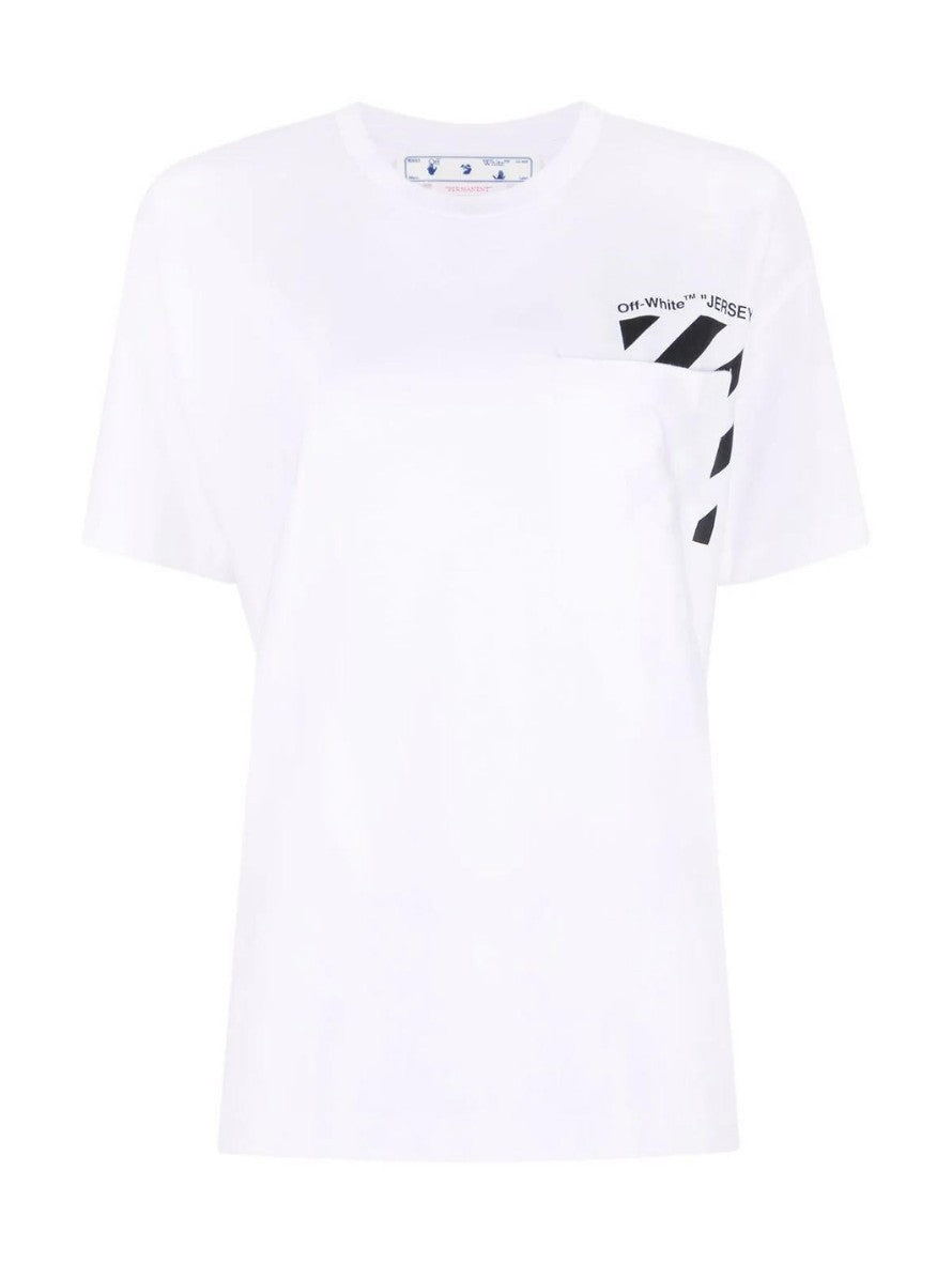 T-Shirt Off-White OWAA102C99JER001 - SanShopLuxury - Abbigliamento, Autunno/Inverno, Bianco, Carry Over, Continuativo, Donna, Idoneo, L, Nero, New, Off-White, Primavera/Estate, T-Shirt