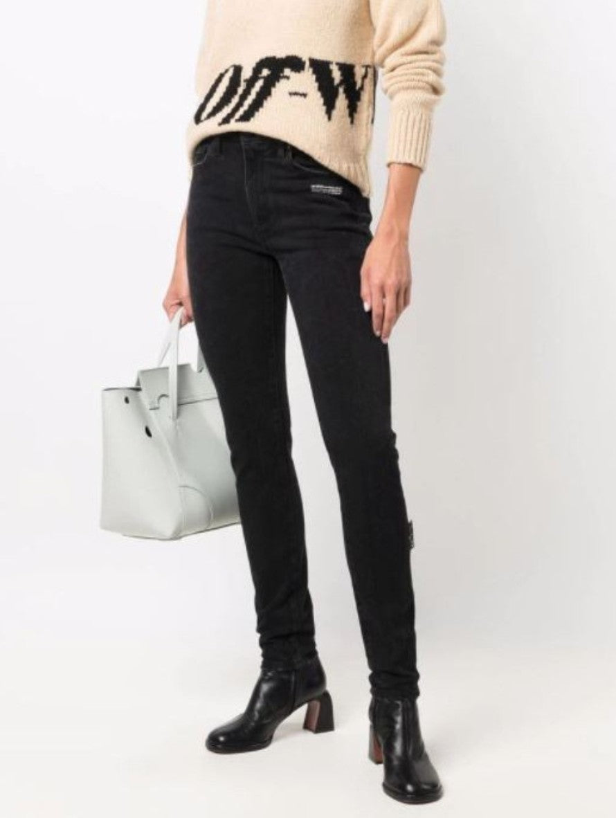 Off-White Jeans OWYA003F21DEN0021000 - SanShopLuxury - -50%, 2021, 40, 41, 42, Abbigliamento, Autunno/Inverno, Donna, FW21, Jeans, Nero, Off-White, Outlet