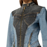 Versace Jeans Couture Giubbino 75HAS48M DW064M24 - SanShopLuxury - 2023, 40, 42, A bustier, Abbigliamento, Autunno/Inverno, Donna, FW23, Giubbino, jeans, Nero-Blu, Outlet, Versace Jeans Couture