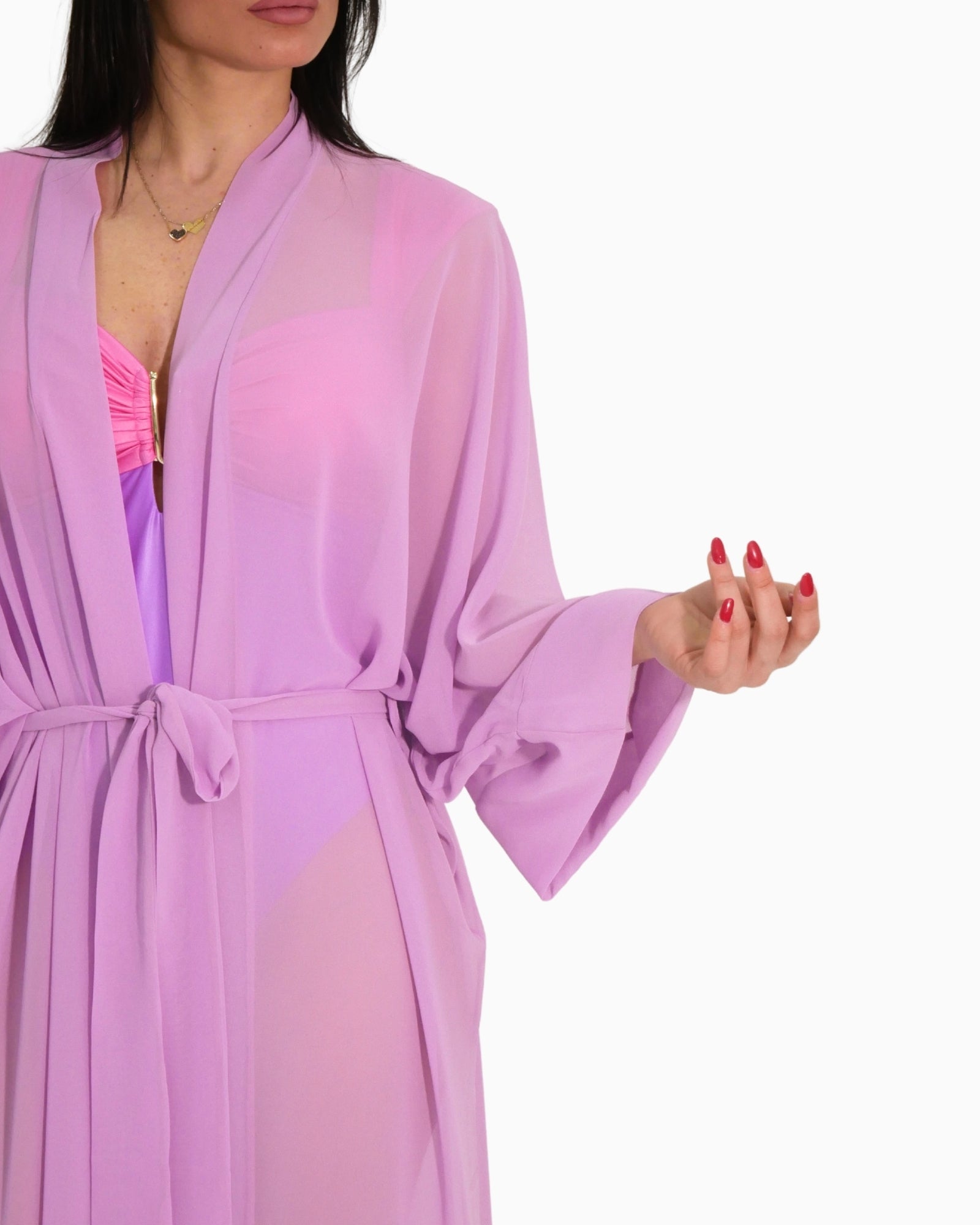 District Margherita Mazzei Copricostume 5WU73 0705 - SanShopLuxury - 2025, Abbigliamento, Beachwear, Copricostume, District Margherita Mazzei, Donna, Idoneo, Kimono Lungo, Lilla, New, Primavera/Estate, SS25, Unica