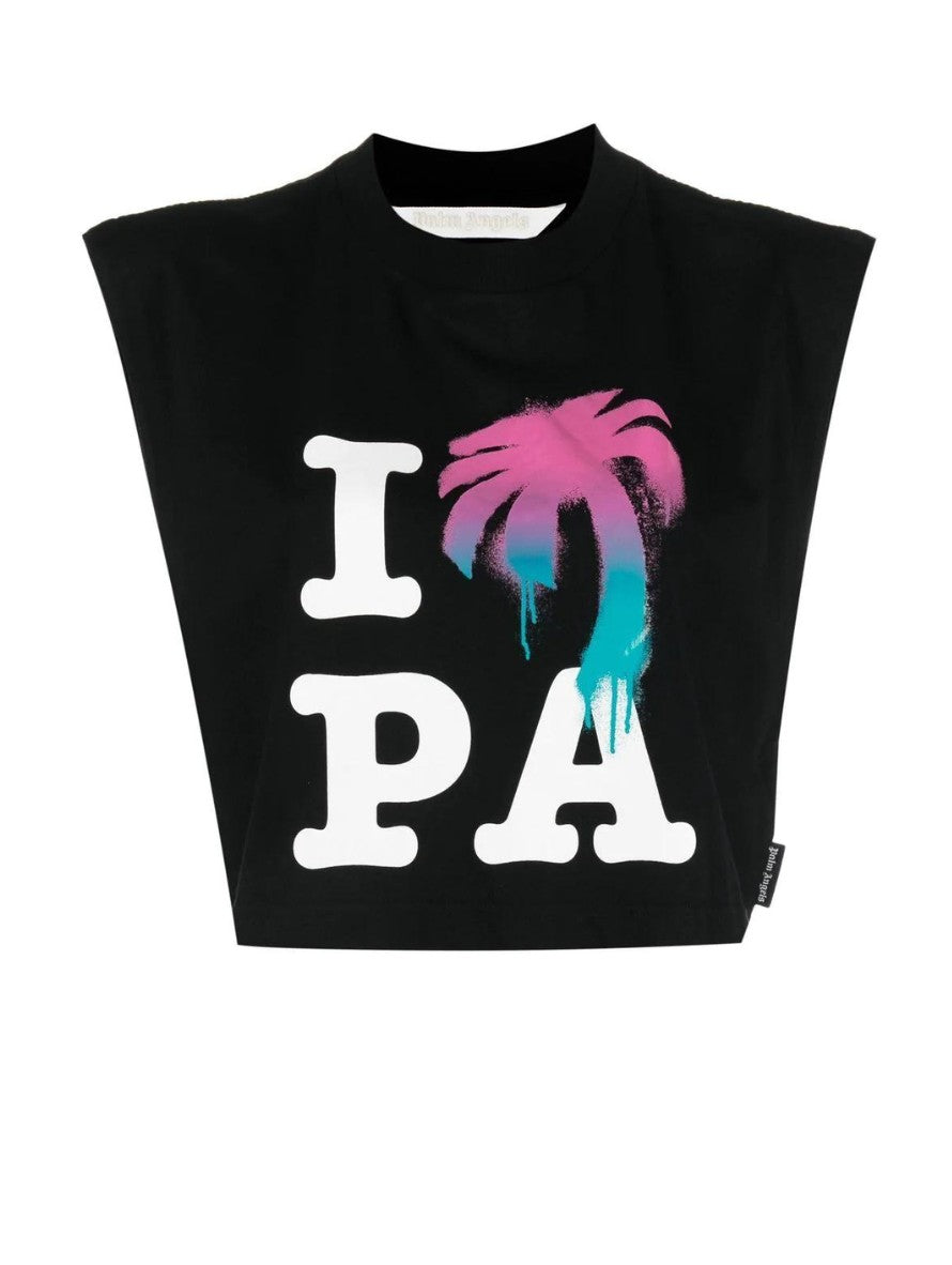 Palm Angels T-Shirt Top PWAC011S23JER001 - SanShopLuxury - 2023, Abbigliamento, Crop, Donna, Idoneo, L, M, Nero, Outlet, Palm Angels, Primavera/Estate, S, SS23, T-Shirt Top, XS