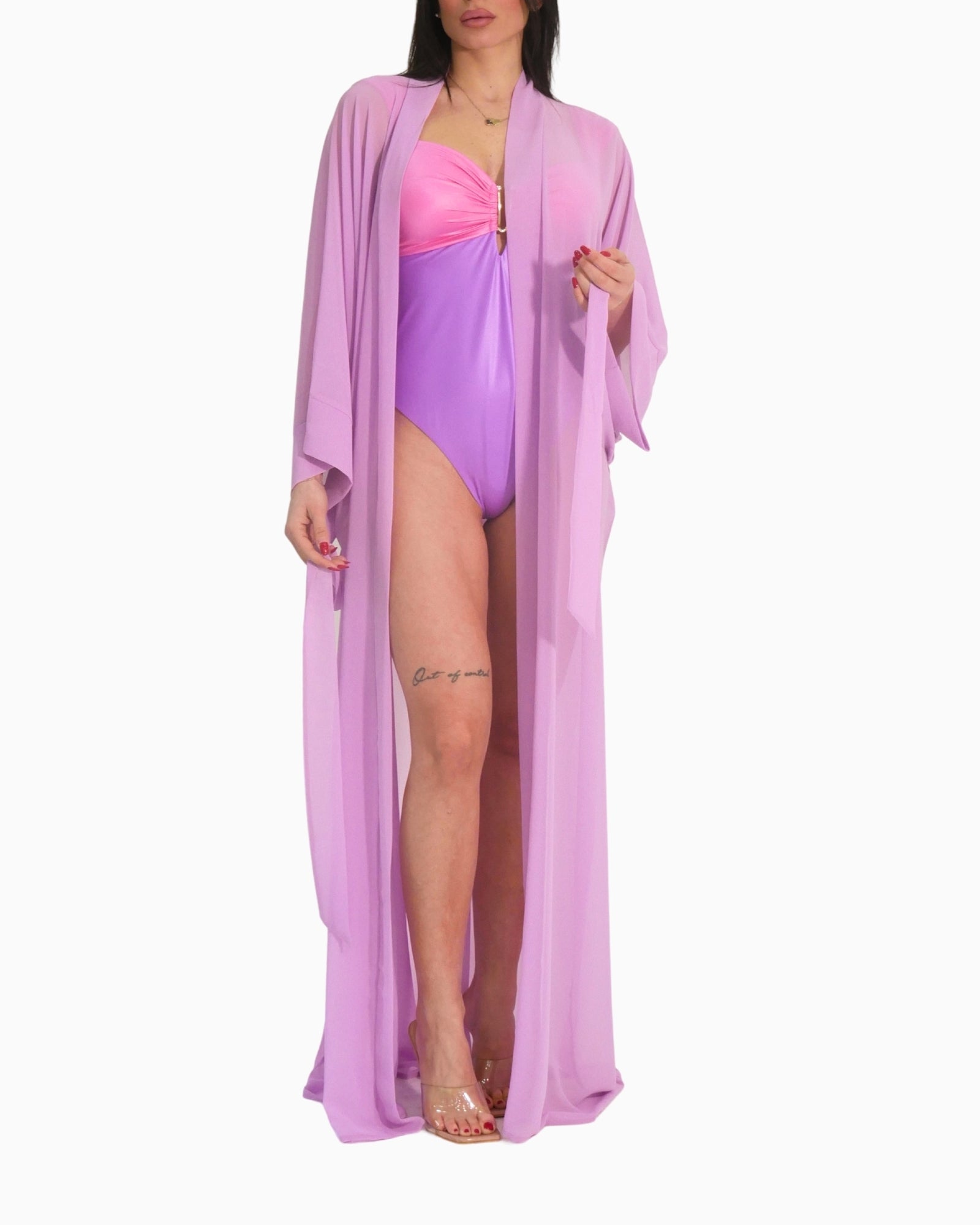 District Margherita Mazzei Copricostume 5WU73 0705 - SanShopLuxury - 2025, Abbigliamento, Beachwear, Copricostume, District Margherita Mazzei, Donna, Idoneo, Kimono Lungo, Lilla, New, Primavera/Estate, SS25, Unica