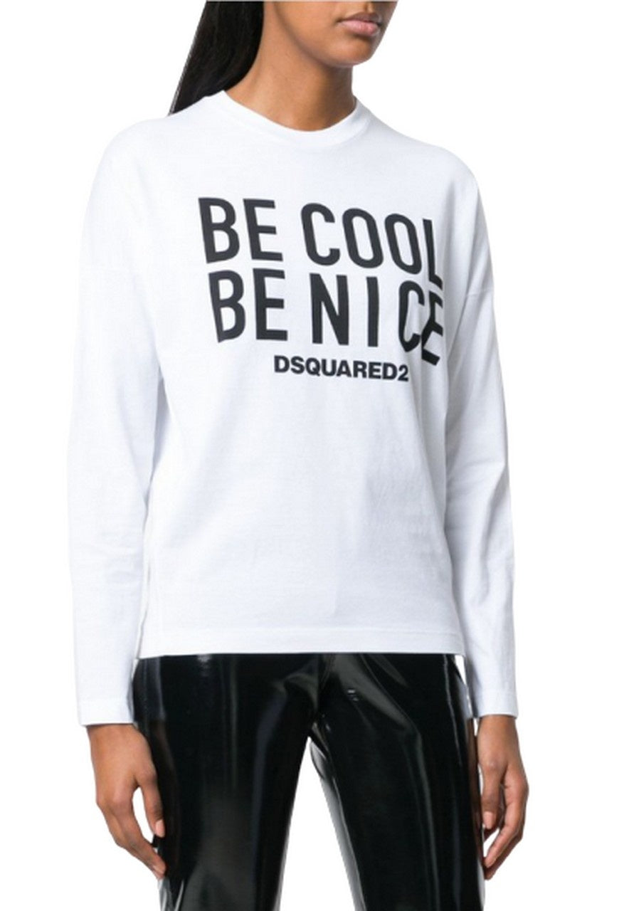 Dsquared2 T-Shirt S72GD0094 963 - SanShopLuxury - -50%, 2018, Abbigliamento, Autunno/Inverno, Bianco, Donna, Dsquared2, FW18, M, Manica lunga, Outlet, T-Shirt, XS