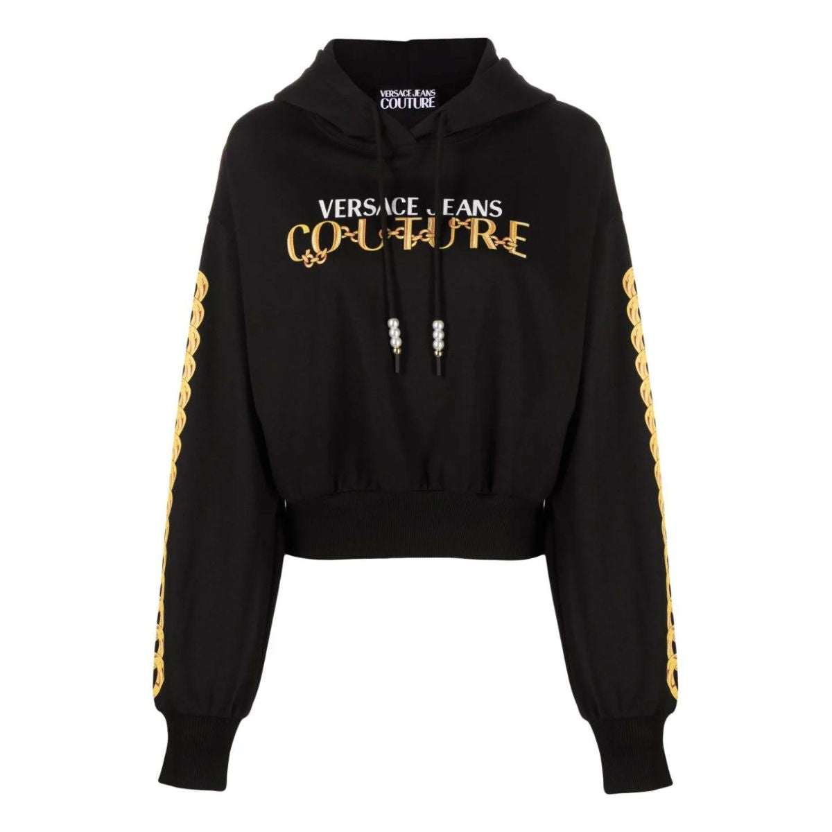 Inverno, Con Cappuccio, Donna, Felpa, FW23, L, M, Nero-Oro, Outlet, S, Versace Jeans Couture