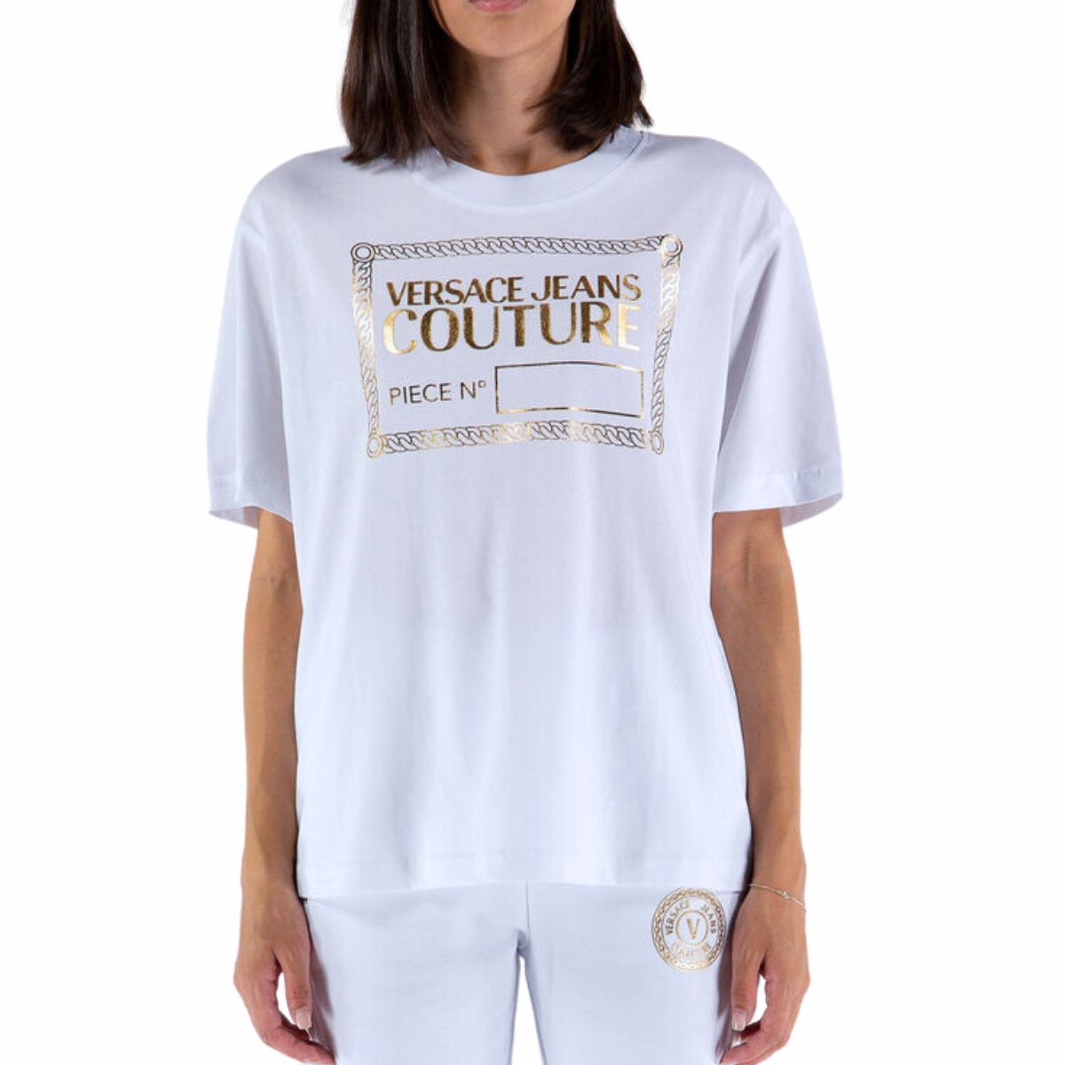 Inverno, Bianco, Donna, FW21, L, Nero, Outlet, T-Shirt, Versace Jeans Couture, XL