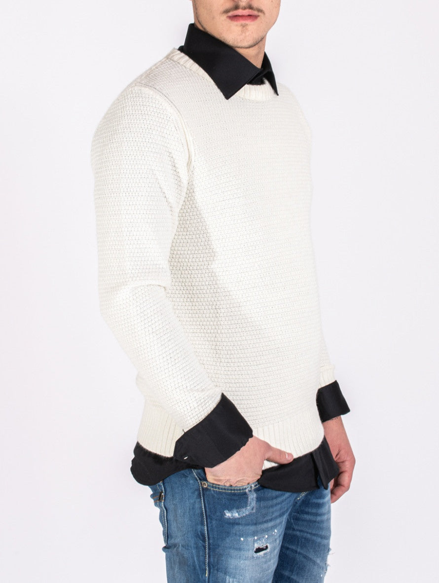 Dik Tat Maglieria DK87008 - SanShopLuxury - -50%, 2020, Abbigliamento, Autunno/Inverno, Bianco, Dik Tat, FW20, L, M, Maglieria, Nero, Outlet, S, Uomo