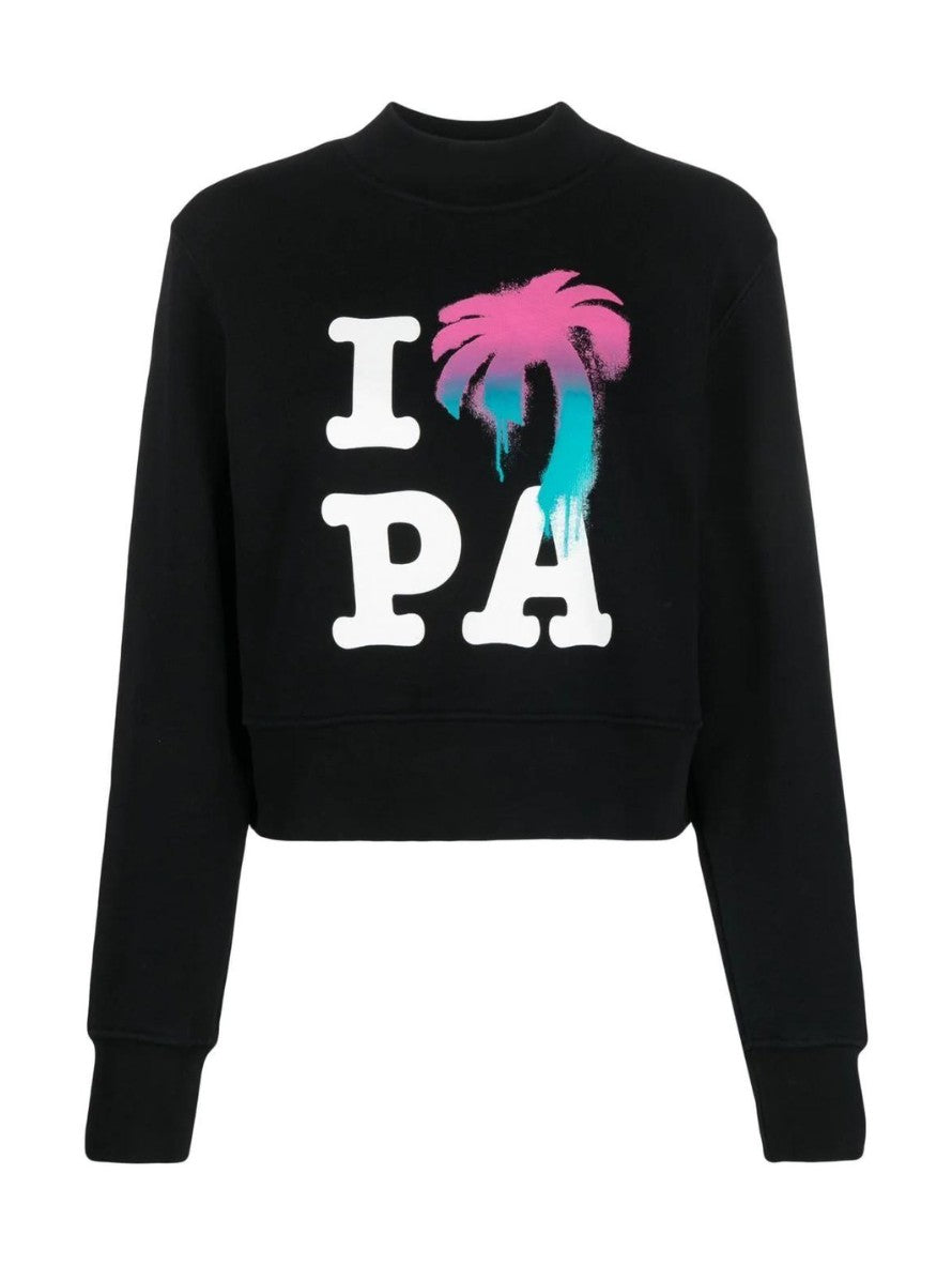 Palm Angels Felpa PWBA016S23FLE001 - SanShopLuxury - 2023, Abbigliamento, Autunno/Inverno, Continuativo, Donna, Felpa, Girocollo, Idoneo, L, M, Nero, Outlet, Palm Angels, Primavera/Estate, S, SS23, XL