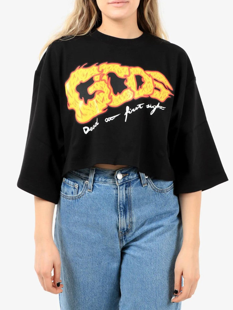 Gcds T-Shirt SS21W020169 - SanShopLuxury - -50%, 2021, Abbigliamento, Bianco, Crop, Donna, Gcds, L, Nero, Outlet, Primavera/Estate, SS21, T-Shirt, XL