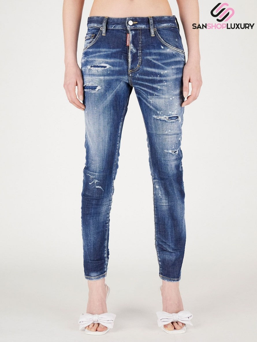 Dsquared2 Jeans S75LB0583 S3078 470 - SanShopLuxury - 2022, 38, 40, 44, Abbigliamento, Autunno/Inverno, Blu, Continuativo, Donna, Dsquared2, Idoneo, Jeans, Outlet, Primavera/Estate, SS22