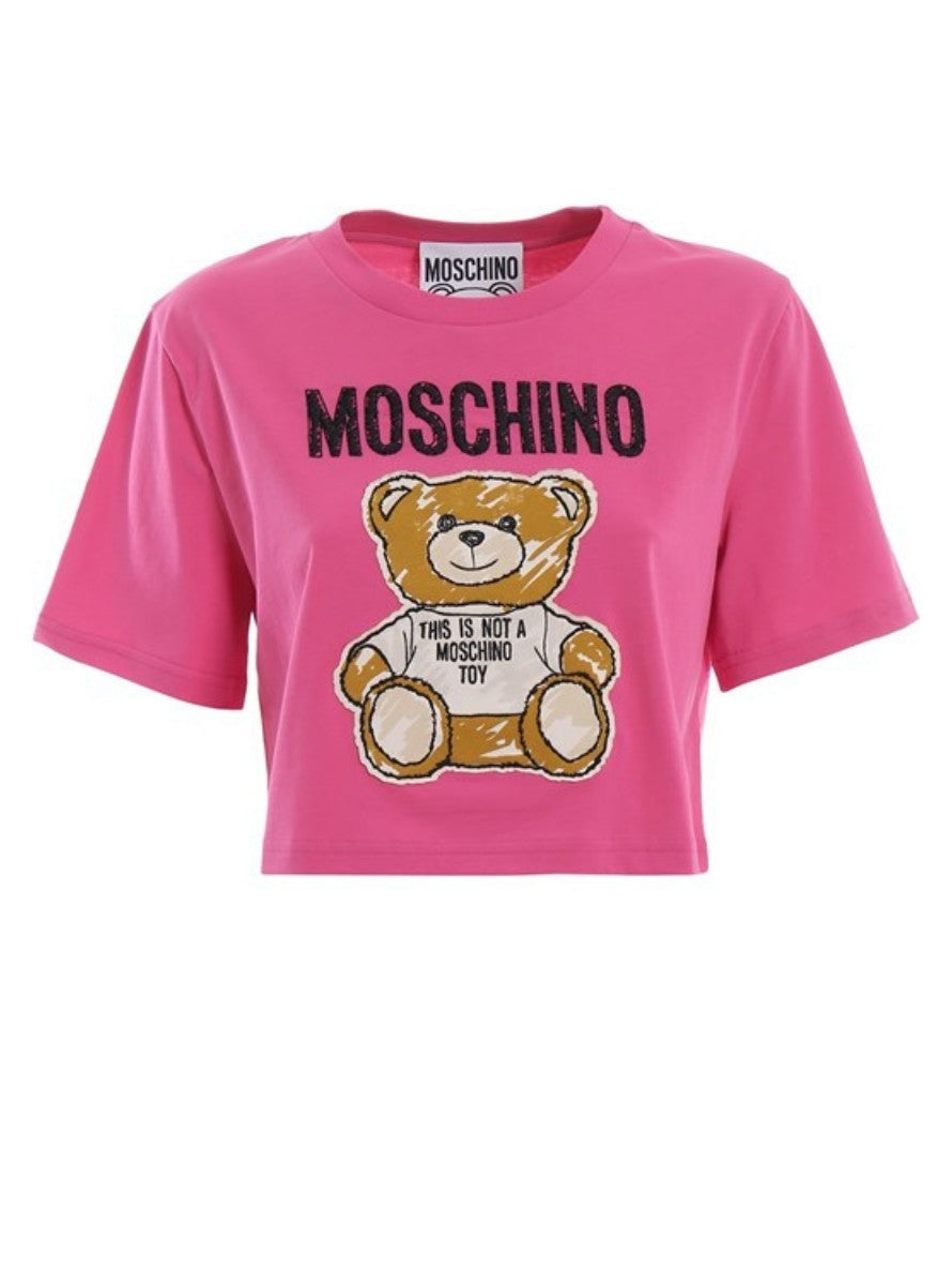 Moschino T-Shirt DV07070440 - SanShopLuxury - -50%, 2019, Abbigliamento, Donna, Moschino, Nero, Outlet, Primavera/Estate, Rosa, S, SS19, T-Shirt, XS, XXS
