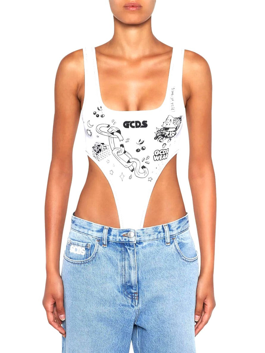 Gcds T-Shirt Body SS21W020160/01 - SanShopLuxury - -50%, 2021, Abbigliamento, Bianco, Donna, Gcds, L, Outlet, Primavera/Estate, SS21, T-Shirt Body, Ultimo