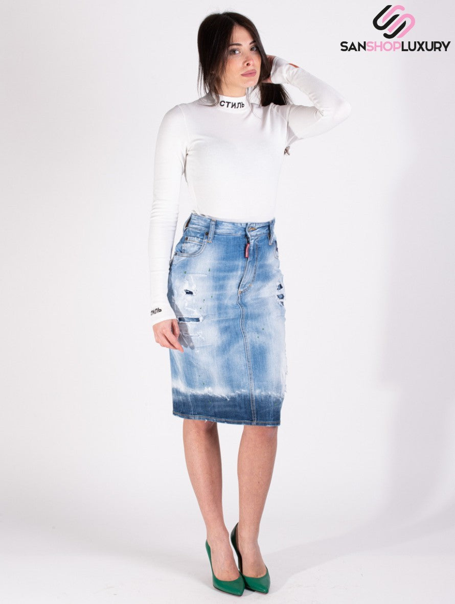 Dsquared2 Gonna S75MA0770/S30342470 - SanShopLuxury - -50%, 2021, 38, 40, 42, 44, Abbigliamento, Blu, Donna, Dsquared2, Gonna, Outlet, Primavera/Estate, SS21