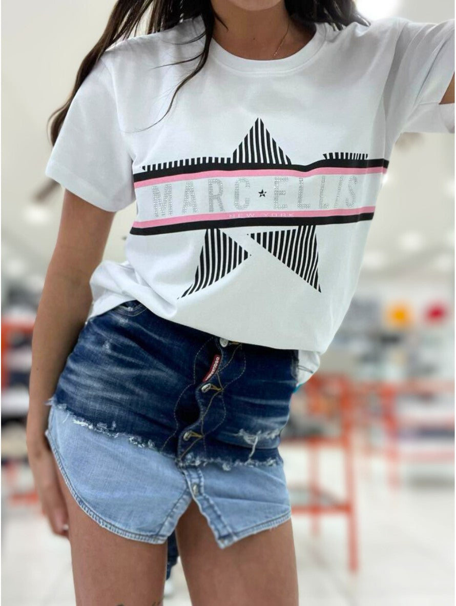 Marc Ellis T-Shirt TDS15 - SanShopLuxury - 2023, Abbigliamento, Beige, Bianco, Donna, L, M, Marc Ellis, Outlet, Primavera/Estate, Rosa, S, SS23, T-Shirt, XL, XS