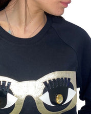 Nil & Mon Felpa SPECS1 - SanShopLuxury - -70%, 2017, Abbigliamento, Donna, Felpa, Girocollo, L, M, Nero, Nil & Mon, Outlet, Primavera/Estate, S, SS17