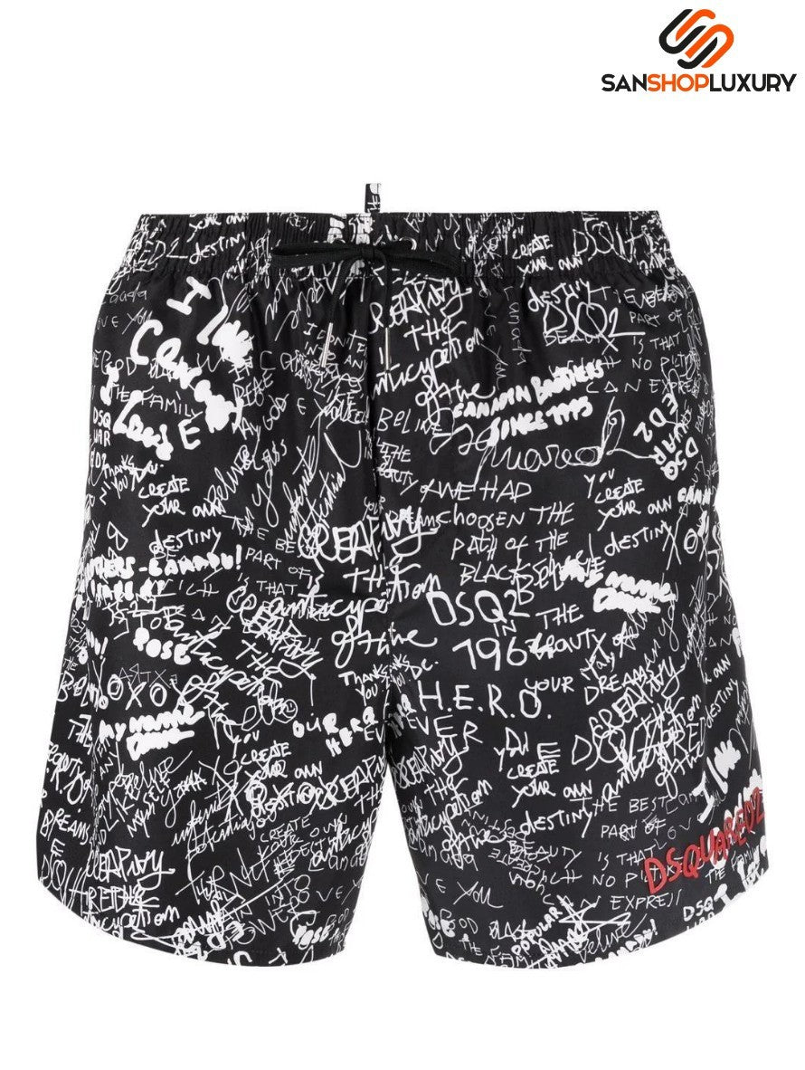 Dsquared2 Costume D7B544190 - SanShopLuxury - 2022, 46, 48, 50, 52, Abbigliamento, Beachwear, Bianco, Costume, Dsquared2, Idoneo, Nero, Outlet, Pantaloncino, Primavera/Estate, SS22, Uomo