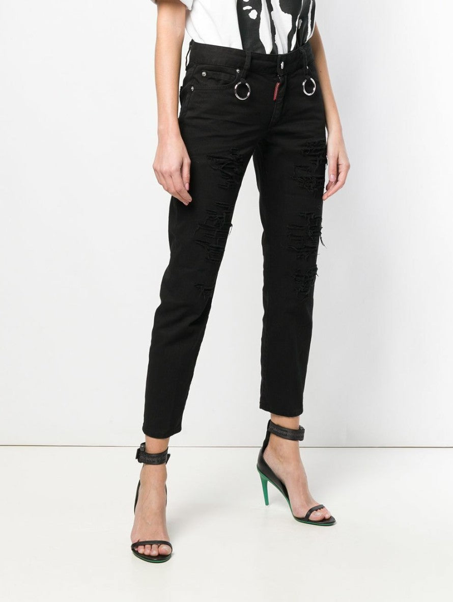 Dsquared2 Jeans S75LB0139 900 - SanShopLuxury - -50%, 2018, 38, 42, Abbigliamento, Autunno/Inverno, Continuativo, Donna, Dsquared2, Jeans, Nero, Outlet, Primavera/Estate, SS18