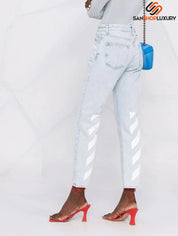 Jeans Off-White OWYA032C99DEN0014001 - SanShopLuxury - 40, 42, Abbigliamento, Autunno/Inverno, Azzurro, Blu, Carry Over, Continuativo, Donna, Idoneo, Jeans, New, Off-White, Primavera/Estate