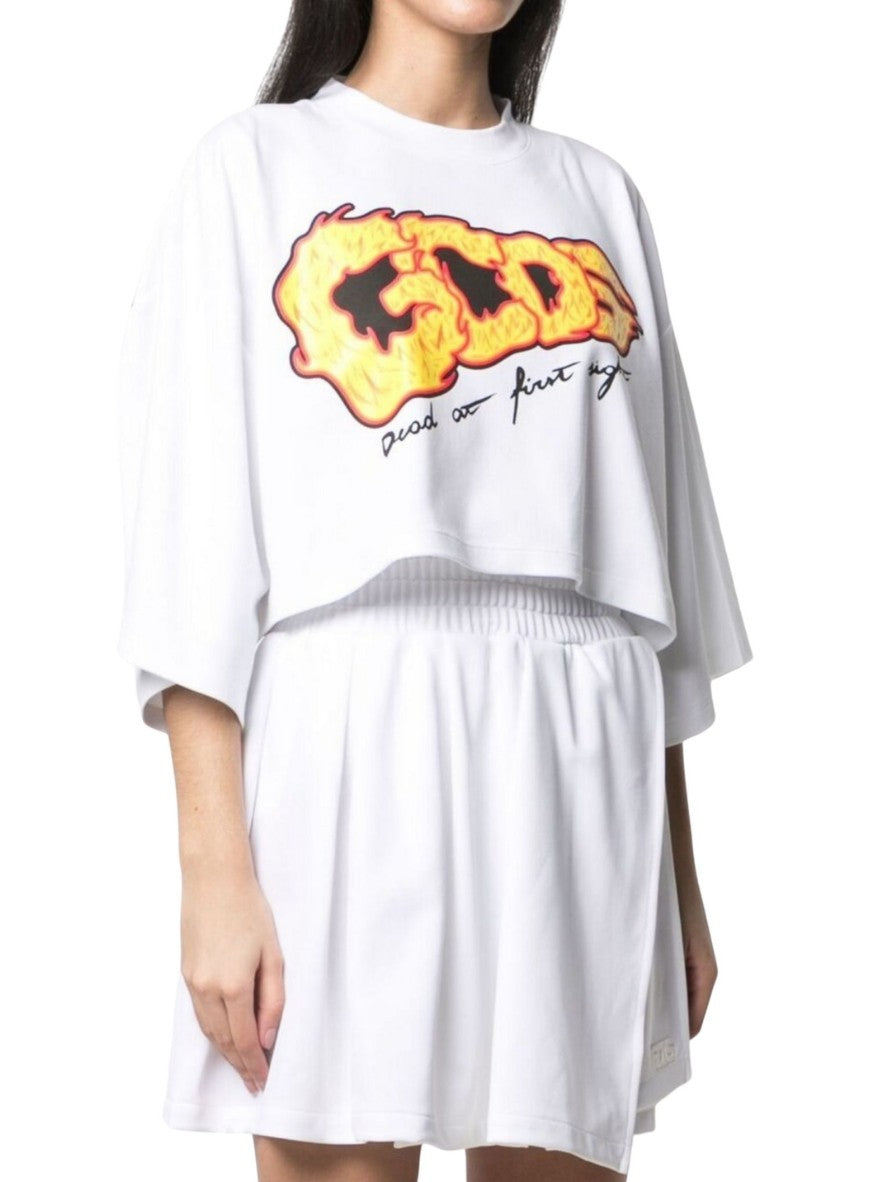 Gcds T-Shirt SS21W020169 - SanShopLuxury - -50%, 2021, Abbigliamento, Bianco, Crop, Donna, Gcds, L, Nero, Outlet, Primavera/Estate, SS21, T-Shirt, XL