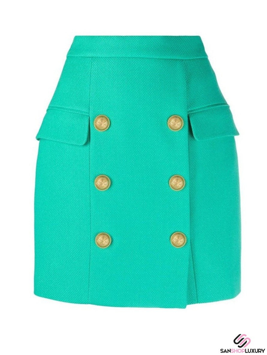 Balmain Gonna VF14004C208/7KB - SanShopLuxury - -50%, 2021, 42, 44, Abbigliamento, Balmain, Donna, Gonna, Outlet, Primavera/Estate, SS21, Verde