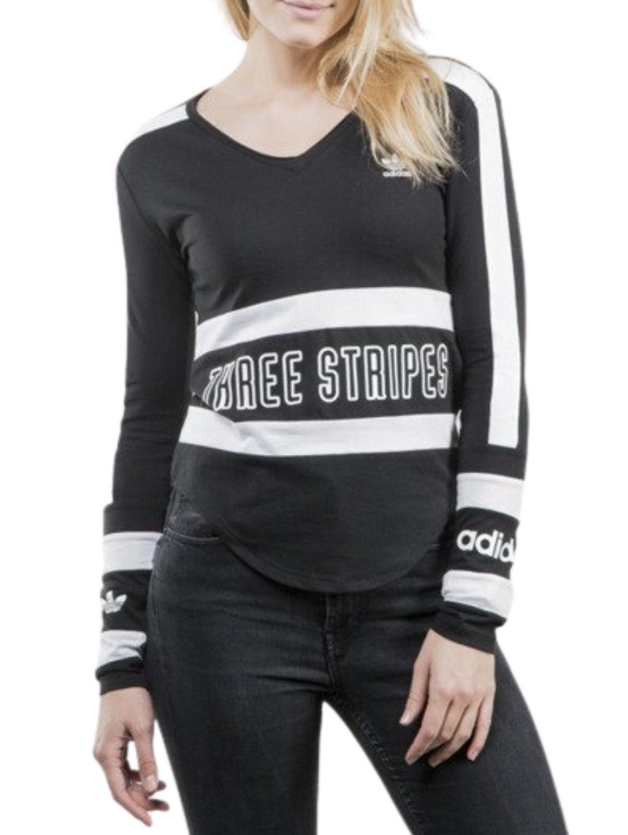 Adidas T-Shirt AY6696 02 - SanShopLuxury - -50%, 2019, Abbigliamento, Adidas, Donna, Manica lunga, Nero, Outlet, Primavera/Estate, SS19, T-Shirt, XS