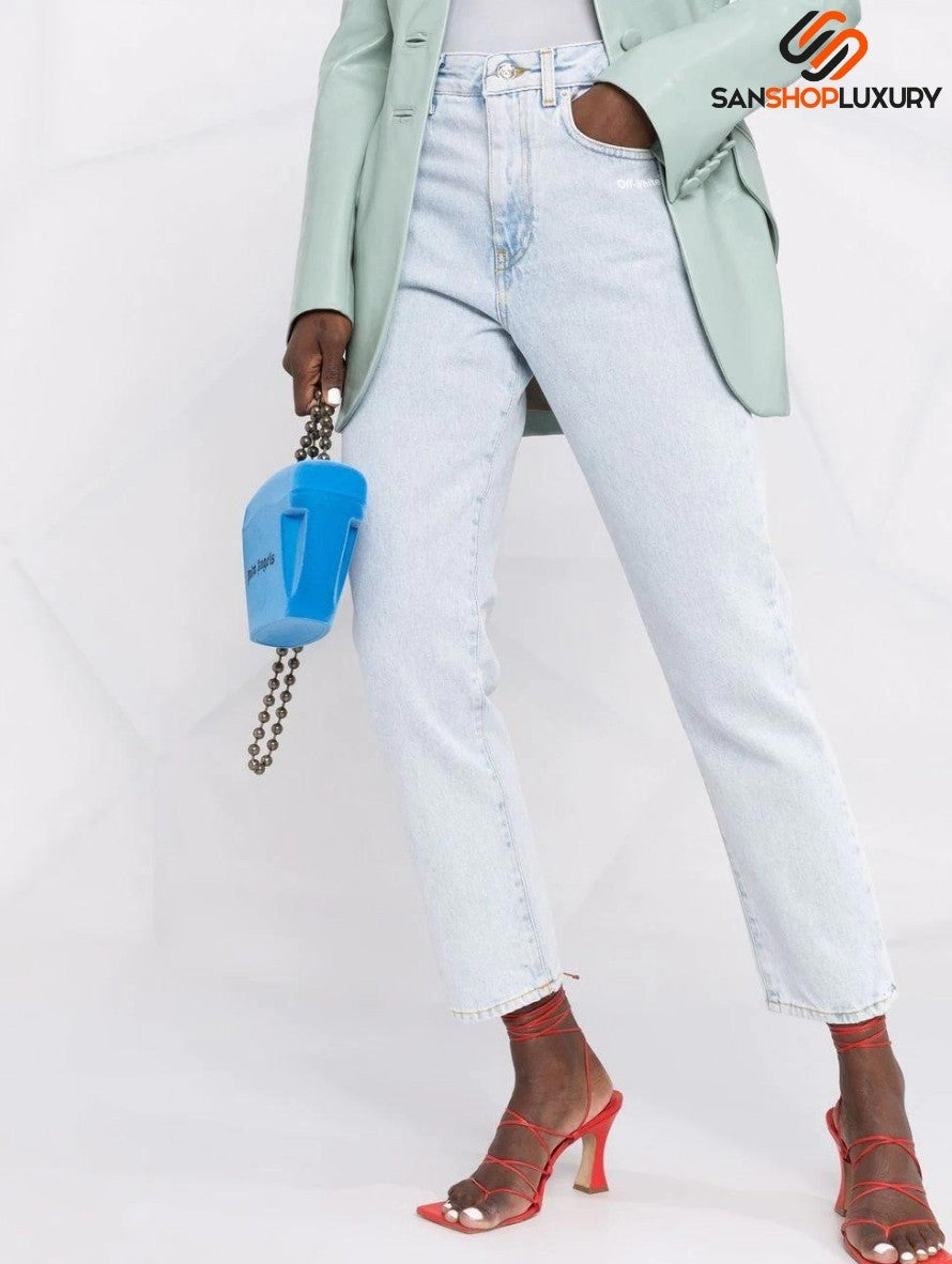 Jeans Off-White OWYA032C99DEN0014001 - SanShopLuxury - 40, 42, Abbigliamento, Autunno/Inverno, Azzurro, Blu, Carry Over, Continuativo, Donna, Idoneo, Jeans, New, Off-White, Primavera/Estate