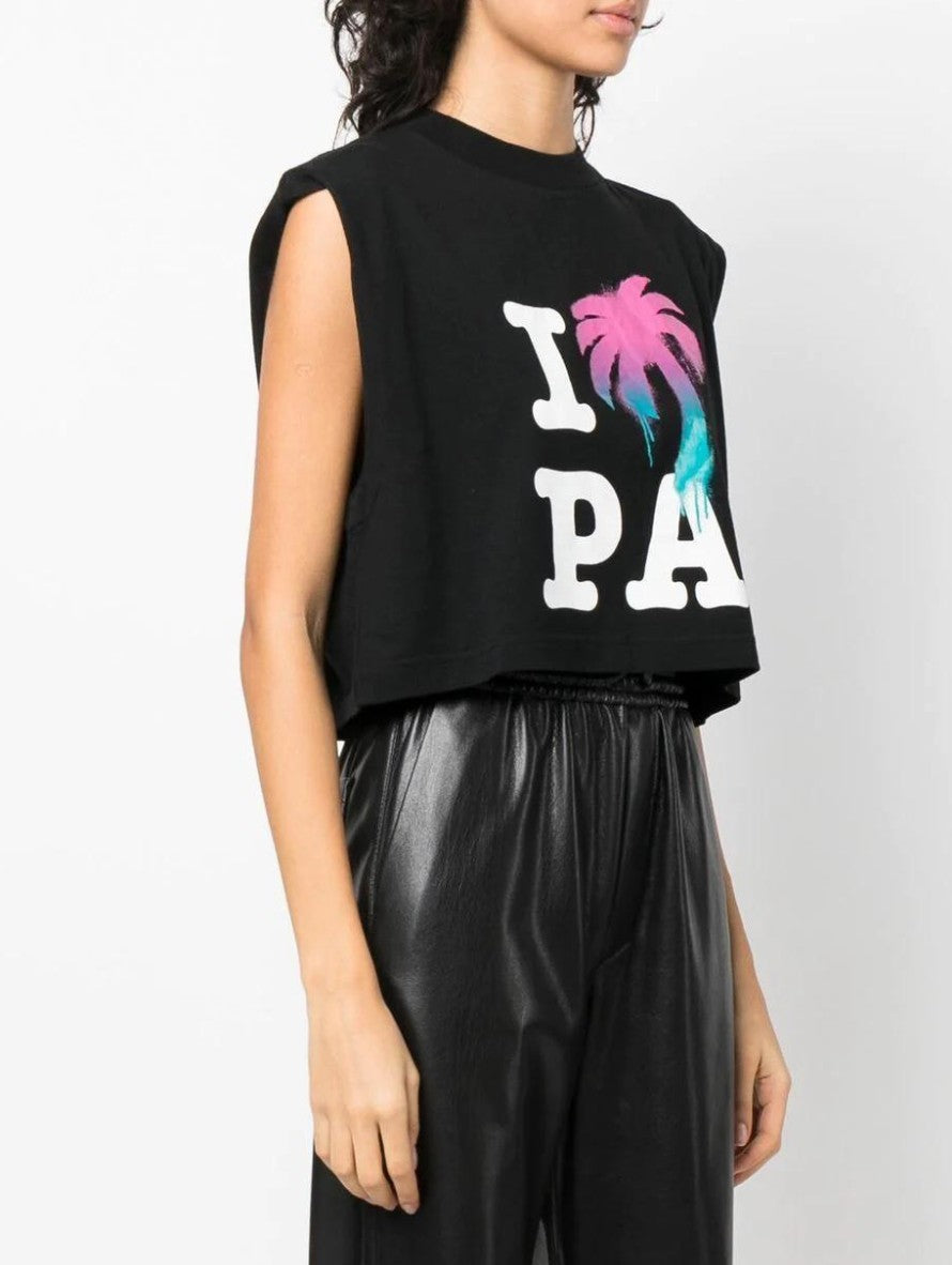 Palm Angels T-Shirt Top PWAC011S23JER001 - SanShopLuxury - 2023, Abbigliamento, Crop, Donna, Idoneo, L, M, Nero, Outlet, Palm Angels, Primavera/Estate, S, SS23, T-Shirt Top, XS
